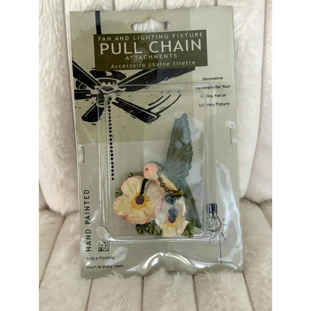FIGI Hummingbird Ceiling Fan Pull Chain Attachment Hand Painted NIP Floral Decor